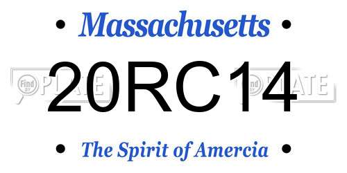 20RC14 Massachusetts License Plate