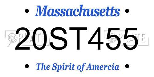 20ST455 Massachusetts License Plate