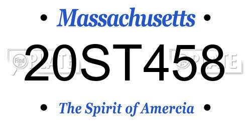 20ST458 Massachusetts License Plate