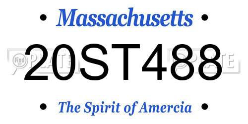 20ST488 Massachusetts License Plate