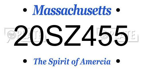 20SZ455 Massachusetts License Plate