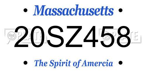 20SZ458 Massachusetts License Plate