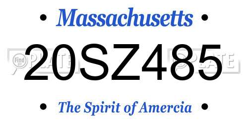 20SZ485 Massachusetts License Plate