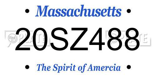 20SZ488 Massachusetts License Plate