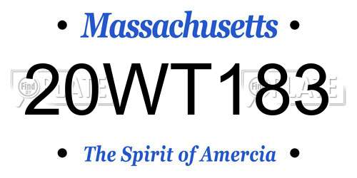 20WT183 Massachusetts License Plate