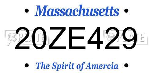 20ZE429 Massachusetts License Plate