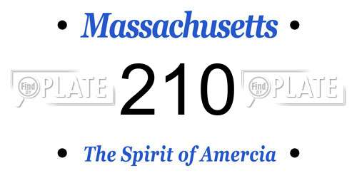 210 Massachusetts License Plate