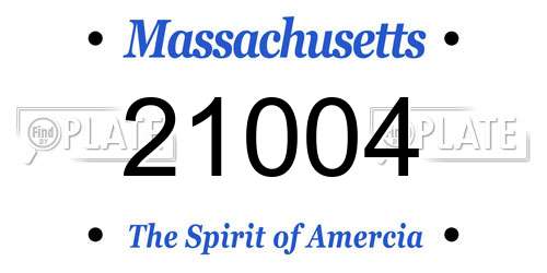 21004 Massachusetts License Plate