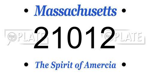21012 Massachusetts License Plate
