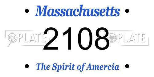 2108 Massachusetts License Plate