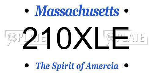 210XLE Massachusetts License Plate