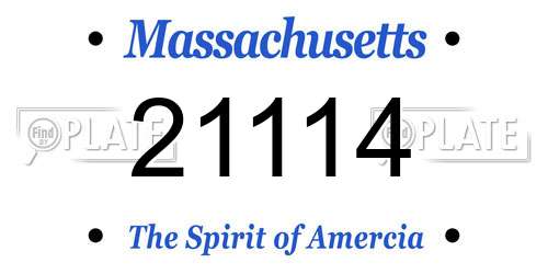 21114 Massachusetts License Plate