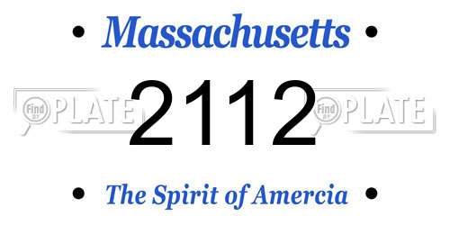 2112 Massachusetts License Plate
