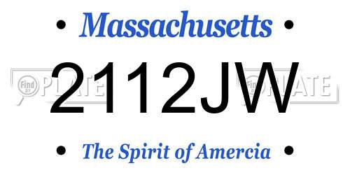 2112JW Massachusetts License Plate