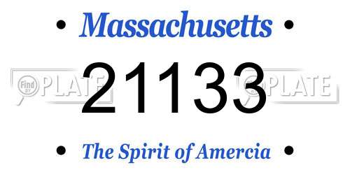 21133 Massachusetts License Plate
