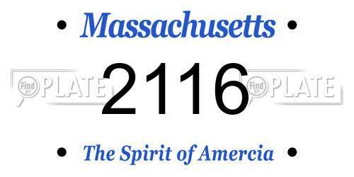 2116 Massachusetts License Plate