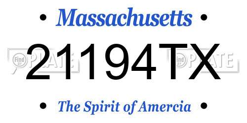 21194TX Massachusetts License Plate