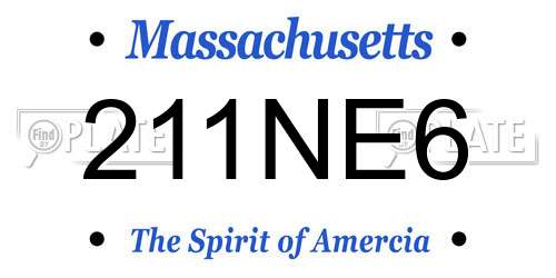 211NE6 Massachusetts License Plate