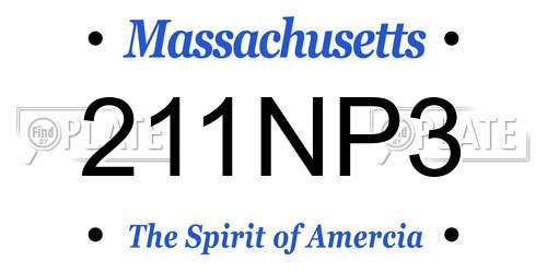 211NP3 Massachusetts License Plate