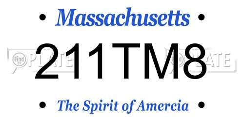 211TM8 Massachusetts License Plate