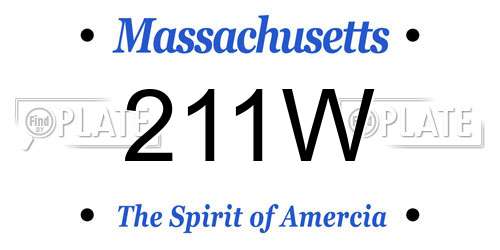 211W Massachusetts License Plate