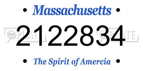 2122834 Massachusetts License Plate