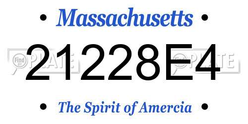 21228E4 Massachusetts License Plate