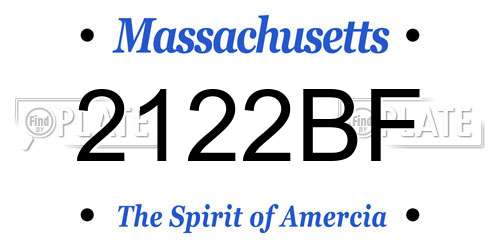 2122BF Massachusetts License Plate