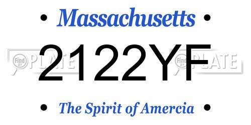2122YF Massachusetts License Plate