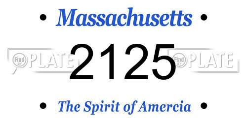 2125 Massachusetts License Plate