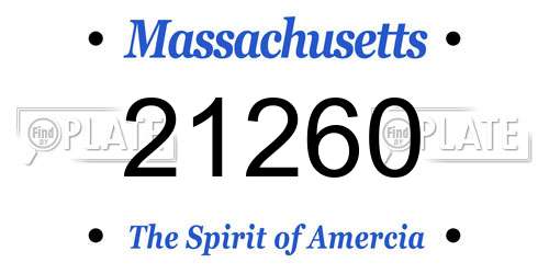 21260 Massachusetts License Plate