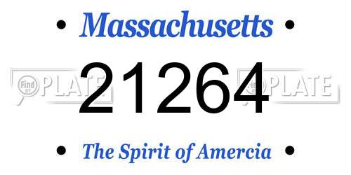 21264 Massachusetts License Plate