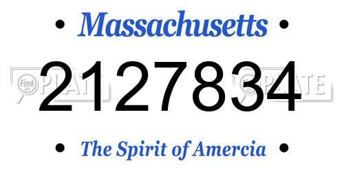 2127834 Massachusetts License Plate