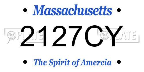 2127CY Massachusetts License Plate