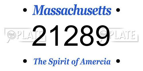 21289 Massachusetts License Plate