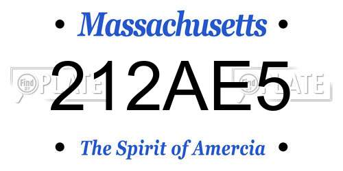 212AE5 Massachusetts License Plate