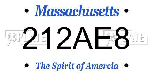212AE8 Massachusetts License Plate