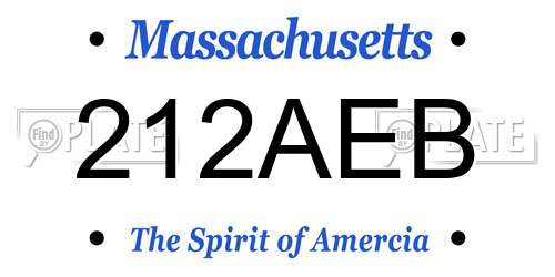 212AEB Massachusetts License Plate