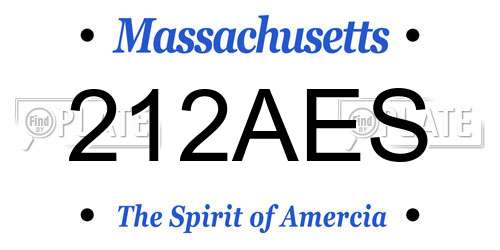 212AES Massachusetts License Plate