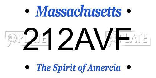 212AVF Massachusetts License Plate