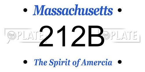 212B Massachusetts License Plate