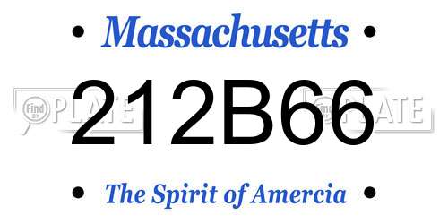 212B66 Massachusetts License Plate
