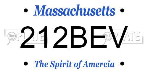 212BEV Massachusetts License Plate
