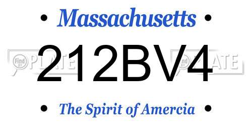 212BV4 Massachusetts License Plate