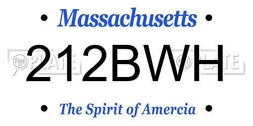 212BWH Massachusetts License Plate