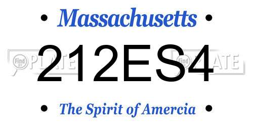 212ES4 Massachusetts License Plate
