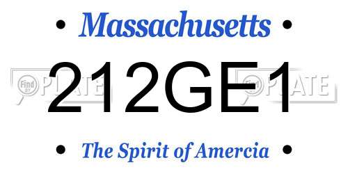 212GE1 Massachusetts License Plate