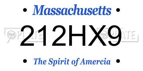 212HX9 Massachusetts License Plate