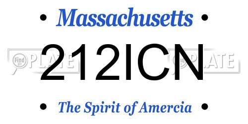 212ICN Massachusetts License Plate