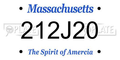 212J20 Massachusetts License Plate
